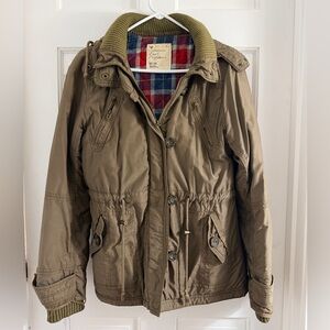 Y2K Olive Military Jacket with Hood